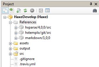 HaxeDevelop Haxe library references in Project Panel